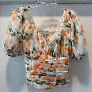Abercrombie & Fitch Floral Milkmaid Ruched Blouse NEW without tags